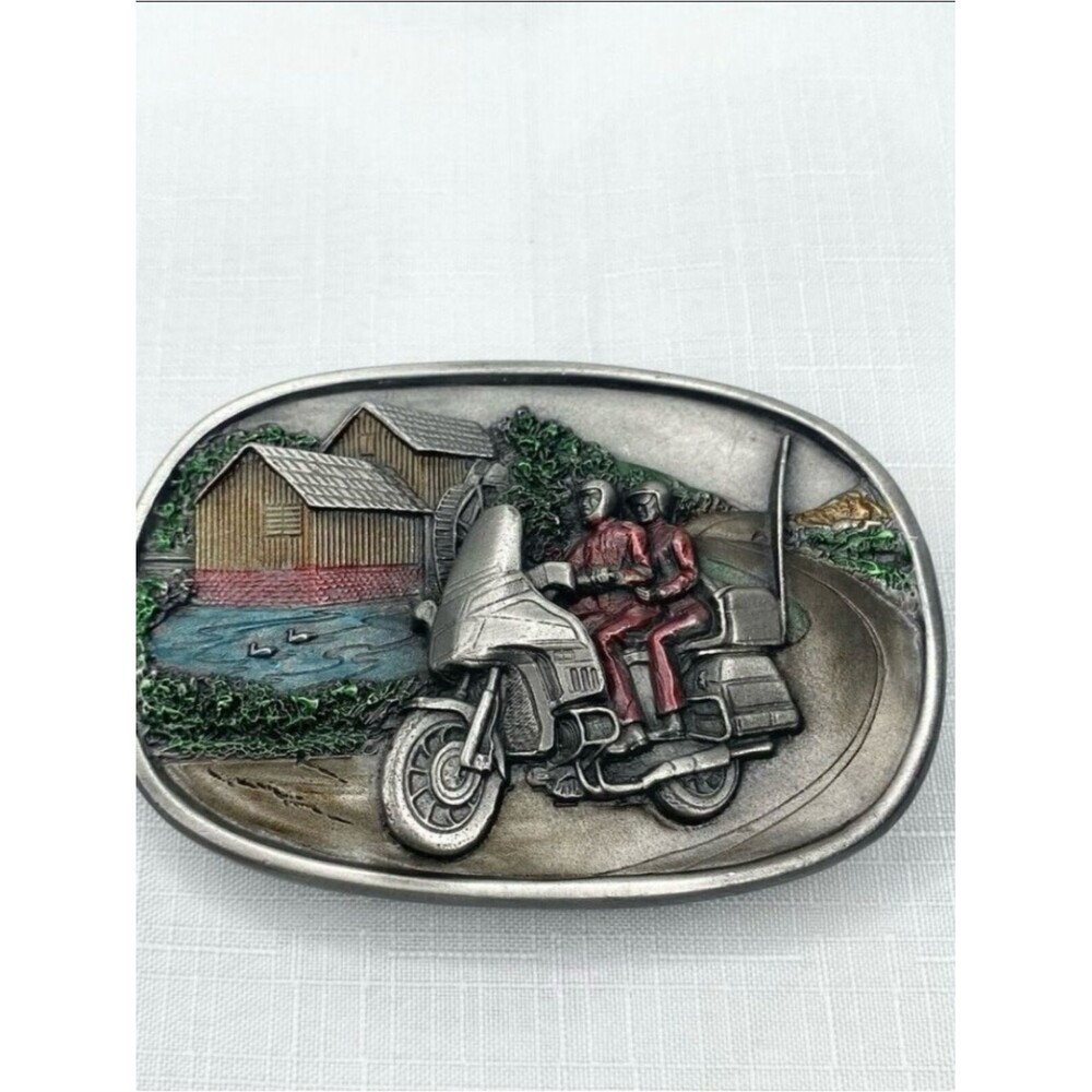 Vtg 1984 Bergamot Brass Works Belt Buckle Motorcycle Biker N19 Made in USA